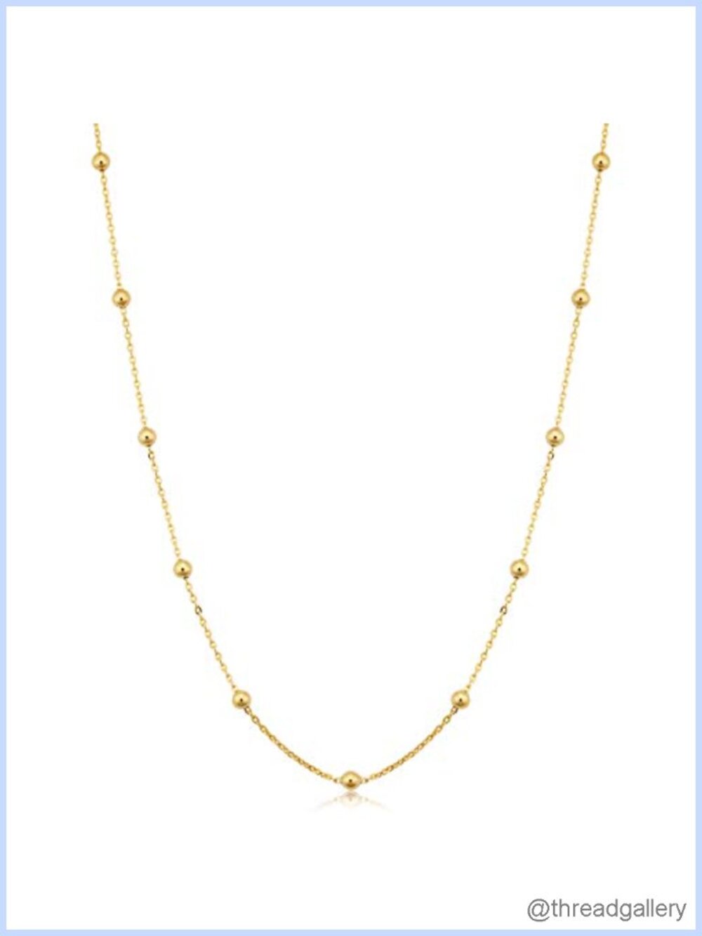 14k Yellow Gold Filled 3mm Ball Station Necklace Women
